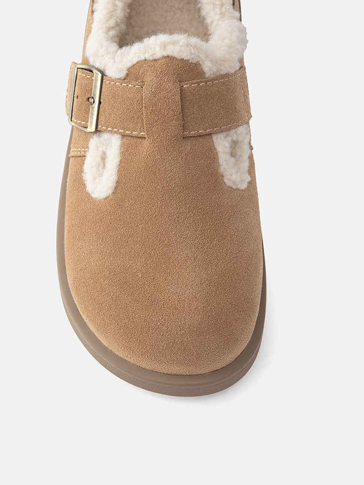 PAZZION, Monique Fur-Trim Buckled Loafers, Camel