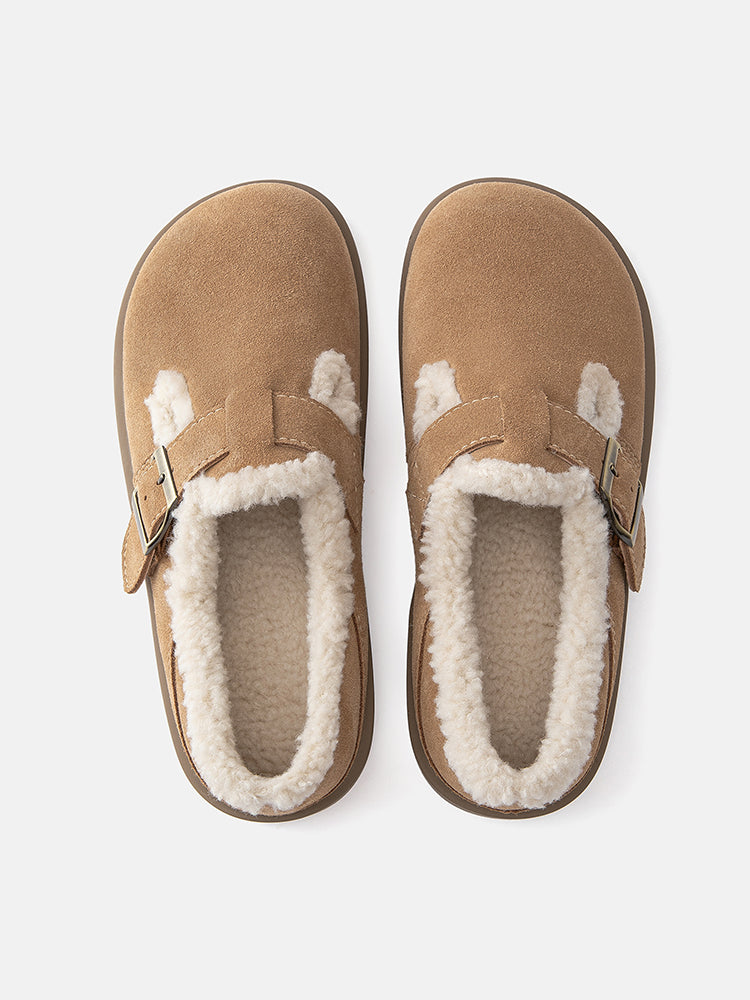 PAZZION, Monique Fur-Trim Buckled Loafers, Camel
