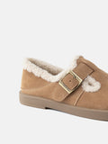 PAZZION, Monique Fur-Trim Buckled Loafers, Camel