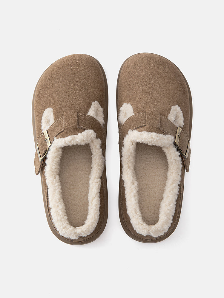 PAZZION, Monique Fur-Trim Buckled Loafers, Khaki