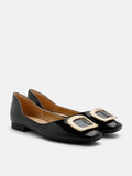 Mura Gold Buckle Shiny Leather Flats