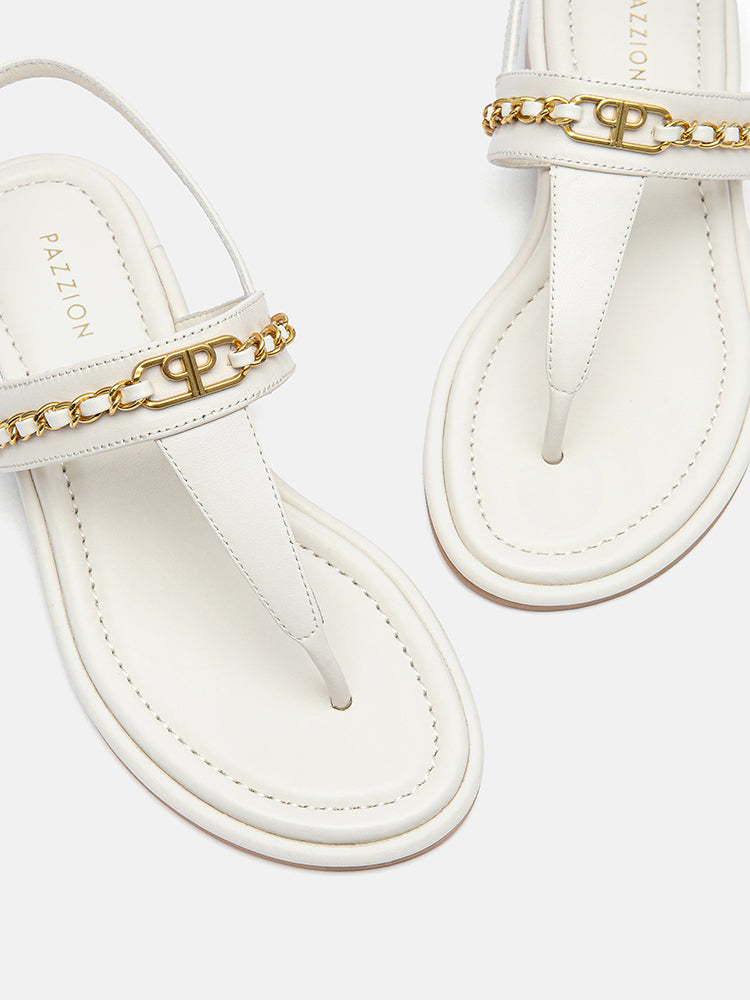 PAZZION, Nala T-Bar Accented Slingback Sandals, Beige