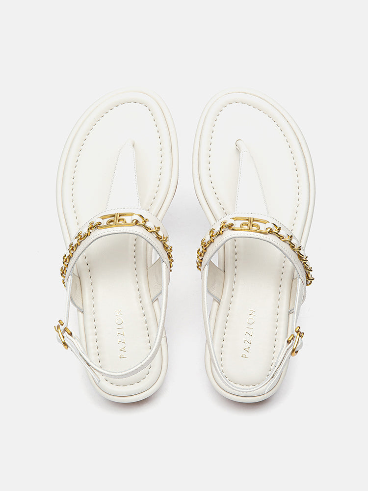 PAZZION, Nala T-Bar Accented Slingback Sandals, Beige