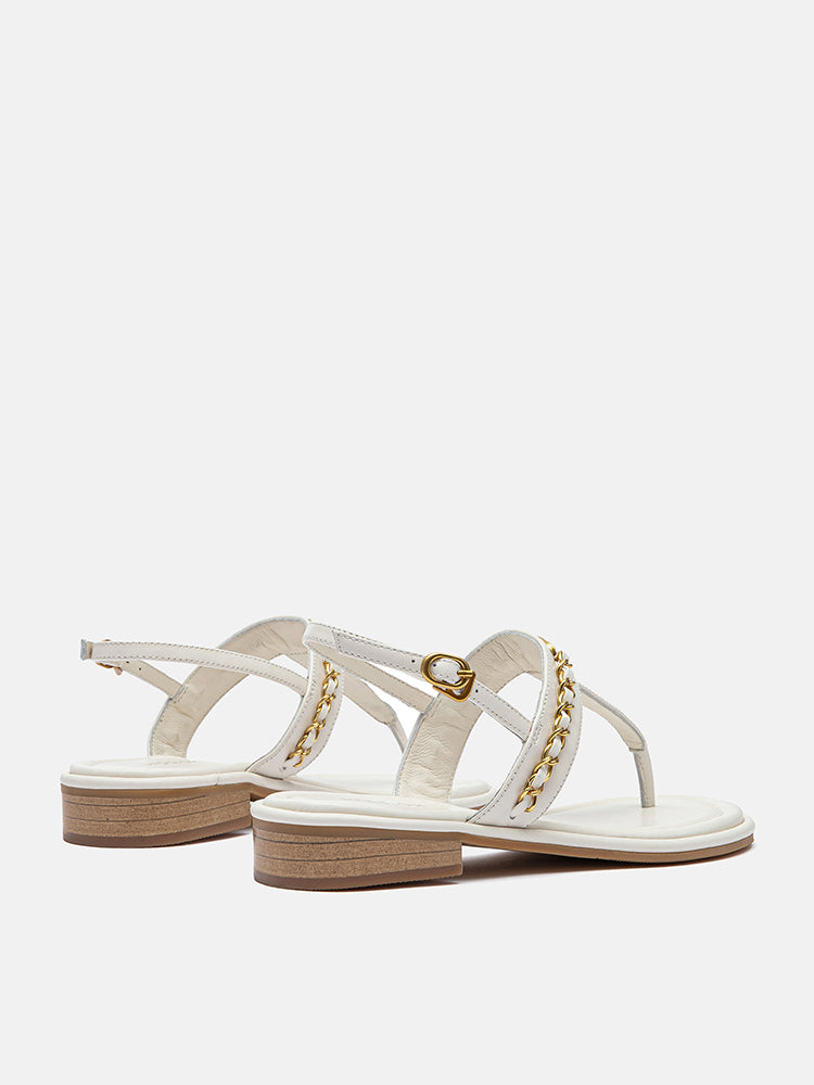 PAZZION, Nala T-Bar Accented Slingback Sandals, Beige