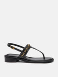 PAZZION, Nala T-Bar Accented Slingback Sandals, Black