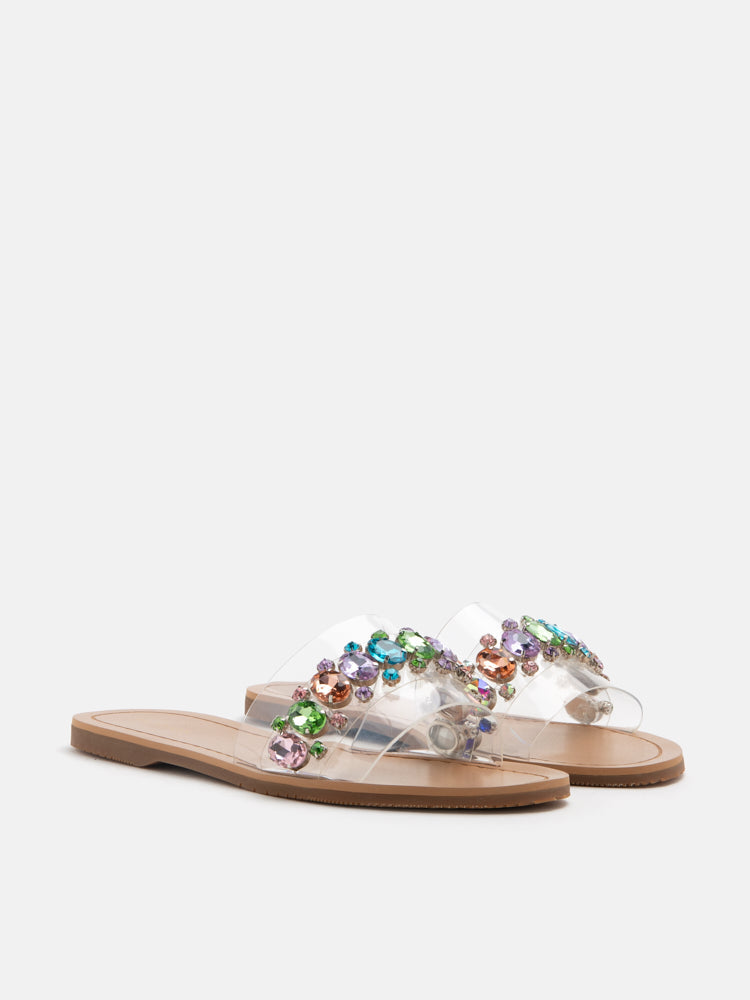 Naomi Crystal Embellished Clear Strap Sandals PAZZION