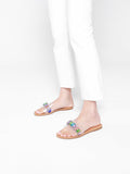 PAZZION, Naomi Crystal Embellished Clear Strap Sandals, Rainbow