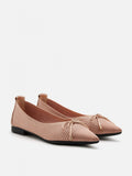 PAZZION, Natalia Bow Pointed-Toe Covered Flats, Champagne
