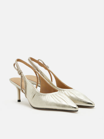 Natalia Ruched Crystal Slingback Heels