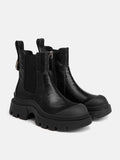 PAZZION, Natalya Leather Ankle Boots, Black