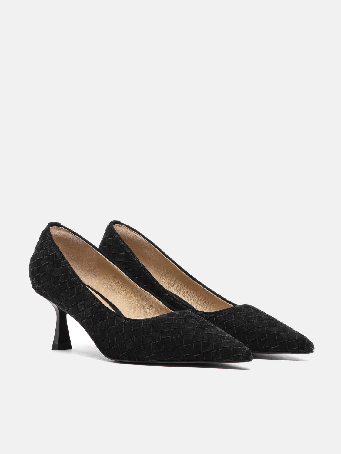 PAZZION, Nellie Woven Suede Heels, Black