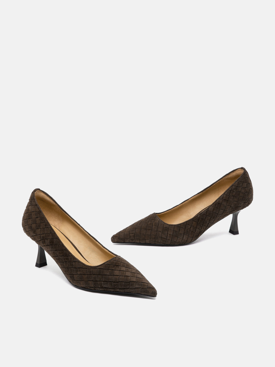 PAZZION, Nellie Woven Suede Heels, Darkbrown