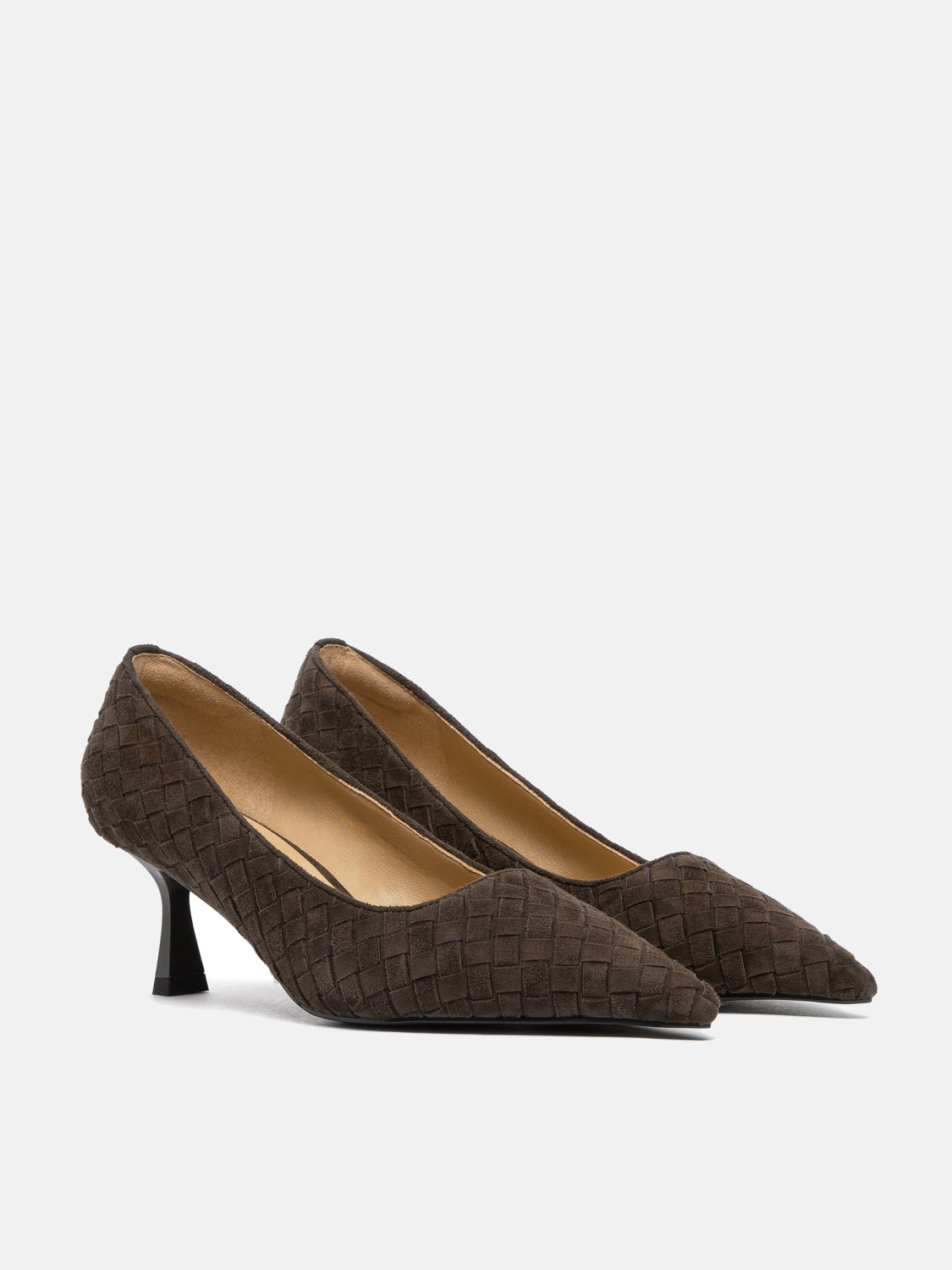 PAZZION, Nellie Woven Suede Heels, Darkbrown