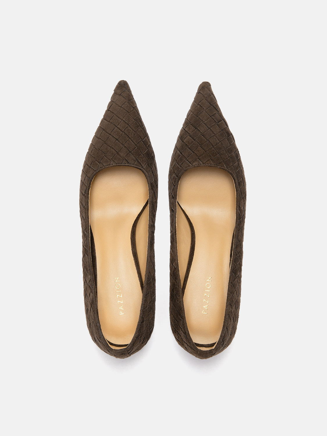 PAZZION, Nellie Woven Suede Heels, Darkbrown