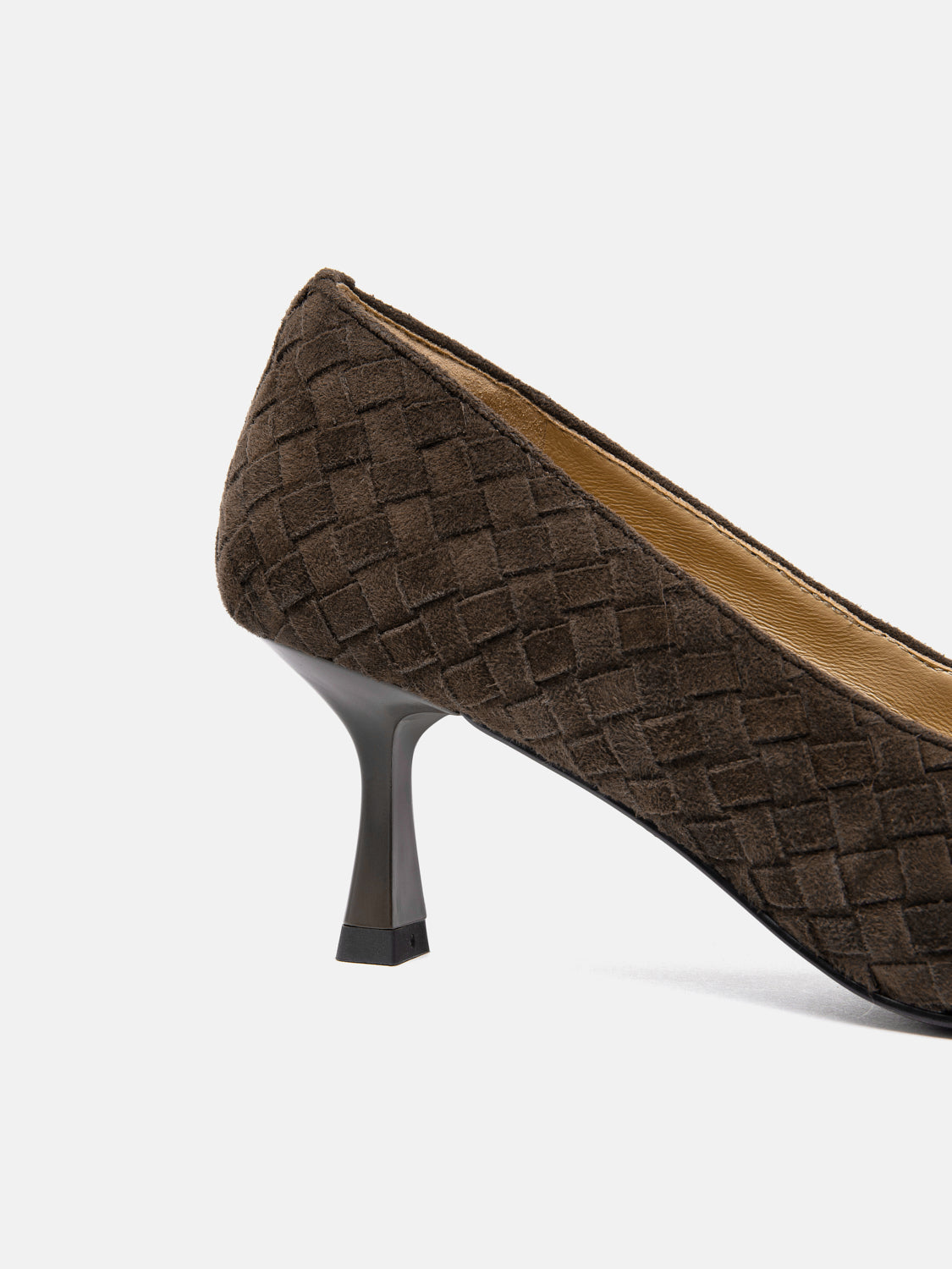PAZZION, Nellie Woven Suede Heels, Darkbrown