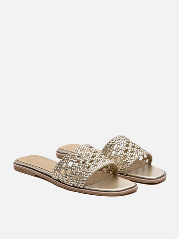 Neralyn Metallic Woven Slides