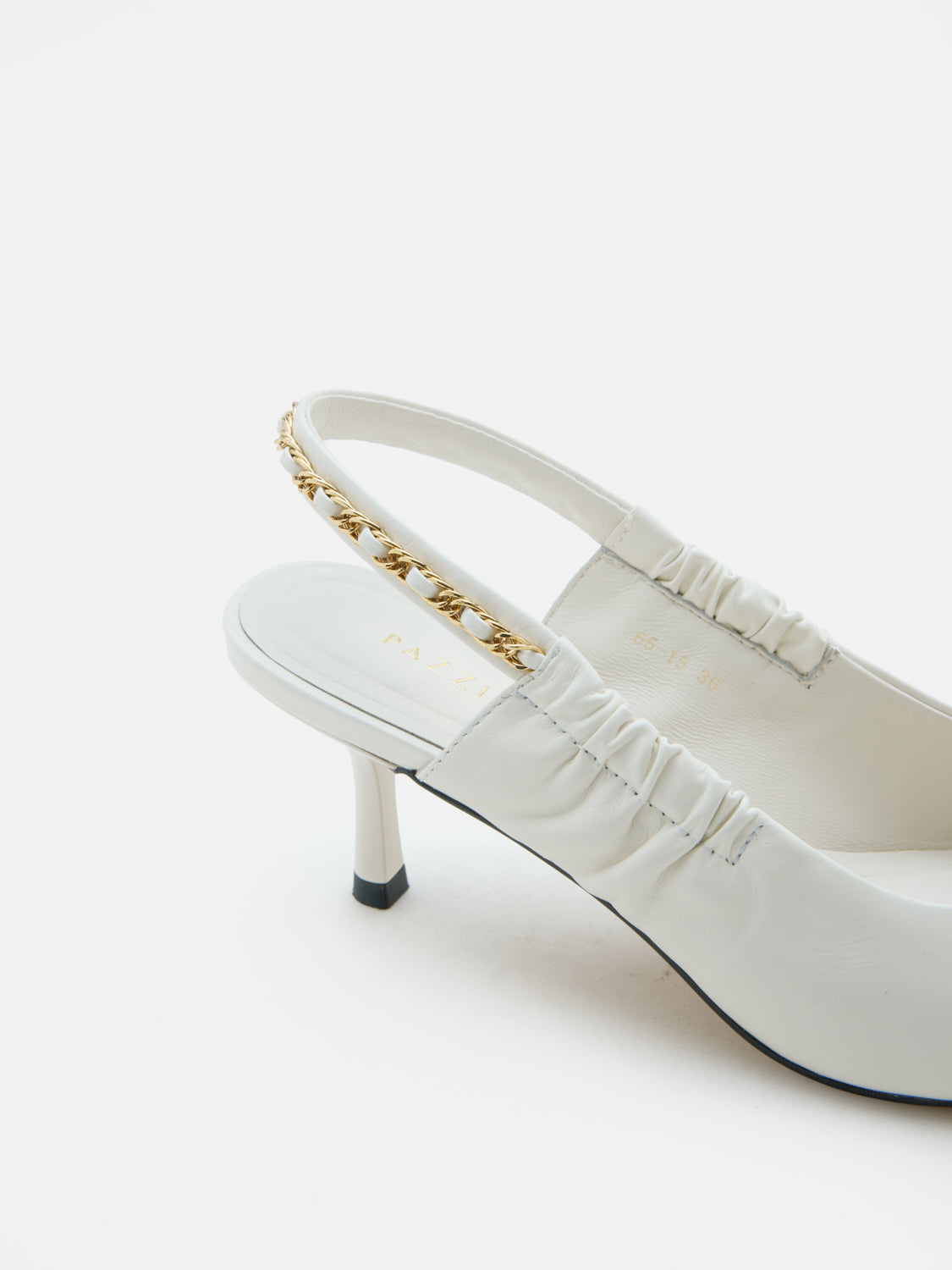 PAZZION, Nicolette Chained Slingback Leather Heels, Beige