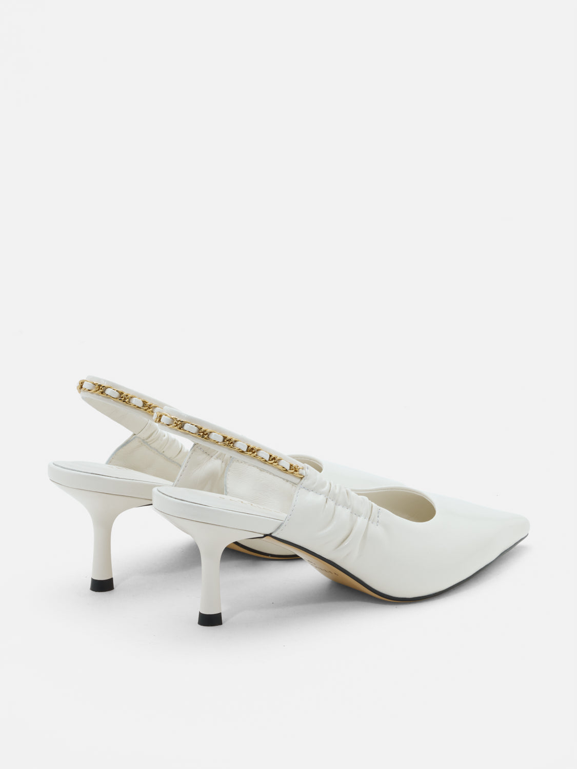 PAZZION, Nicolette Chained Slingback Leather Heels, Beige
