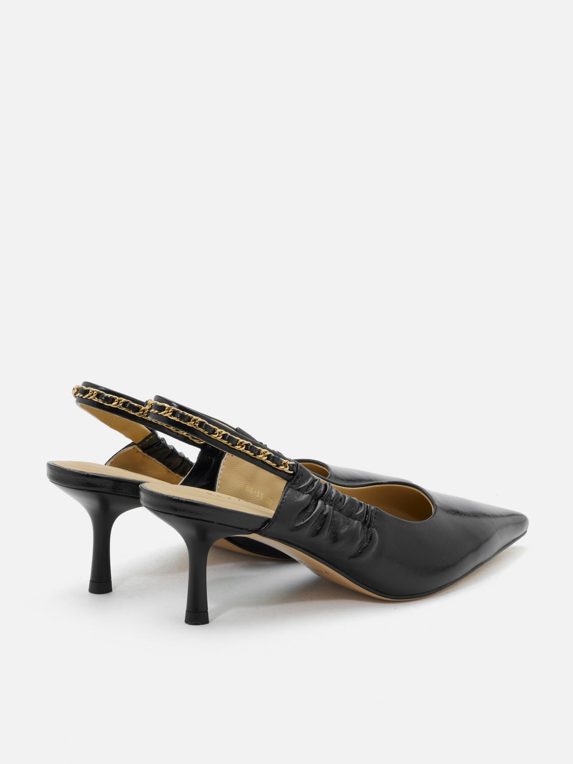 PAZZION, Nicolette Chained Slingback Leather Heels, Black