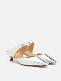 PAZZION, Nina Strapped Mules, Silver