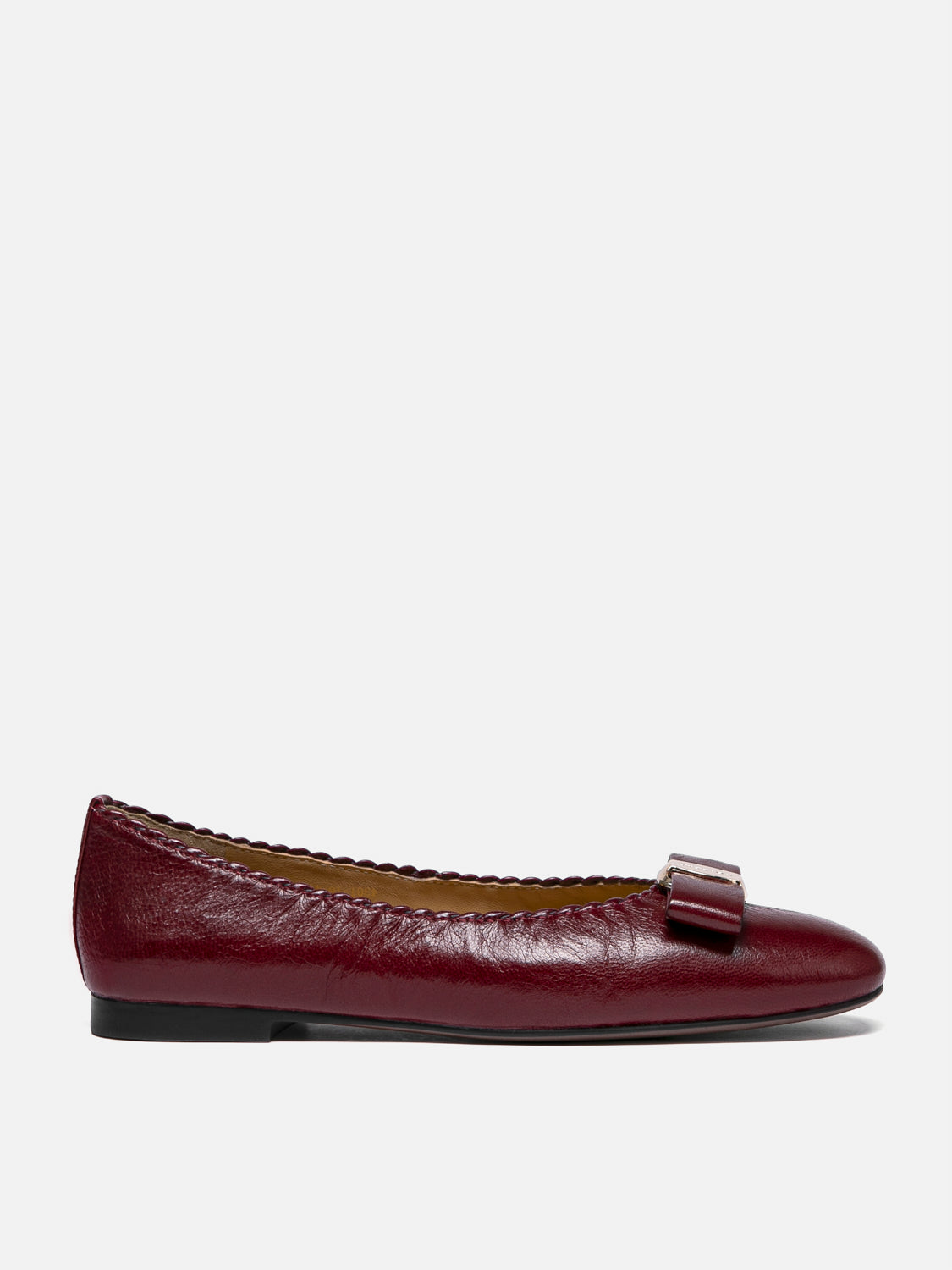 PAZZION, Noelle Bow Leather Flats - Wine, Wine