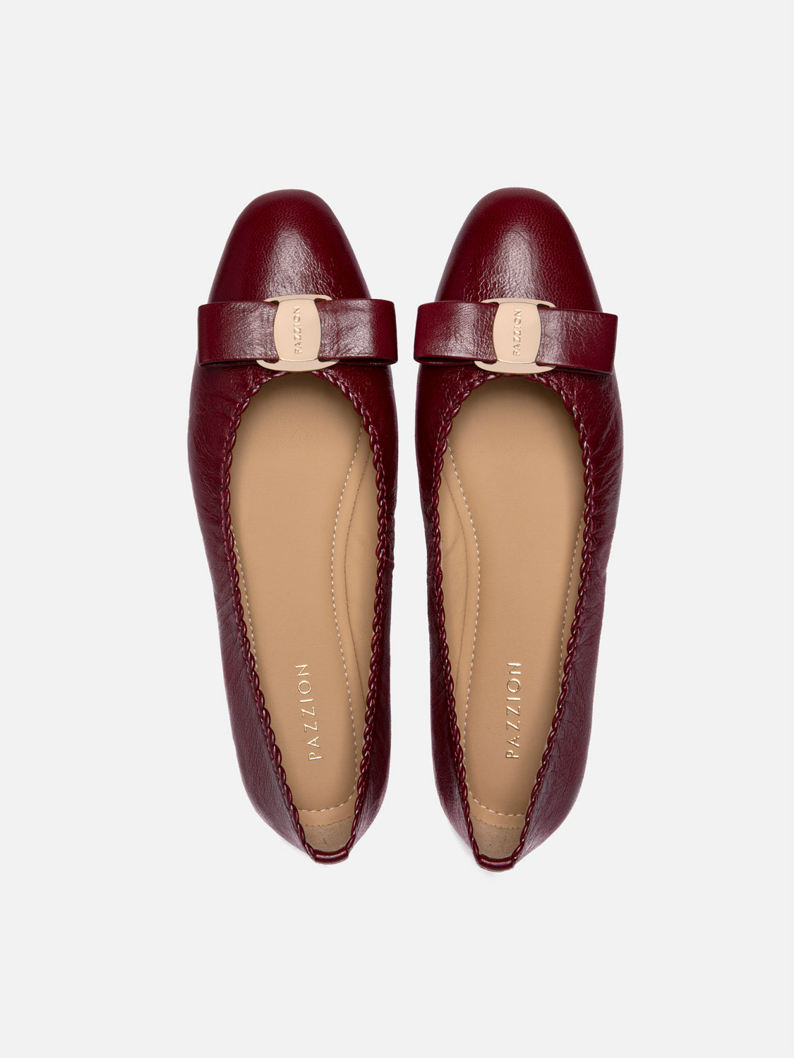PAZZION, Noelle Bow Leather Flats - Wine, Wine
