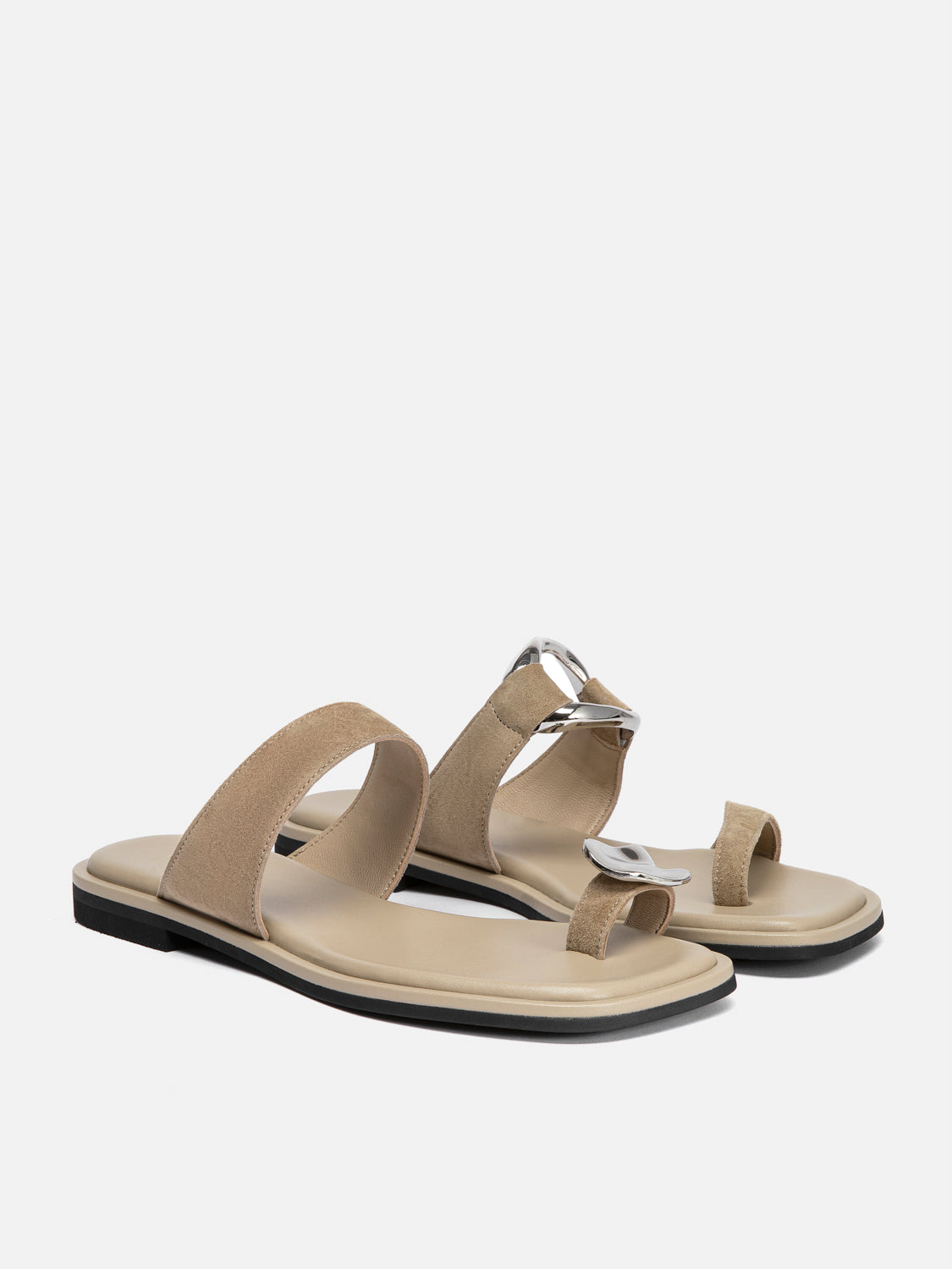 PAZZION, Noelle Suede Slides, Almond