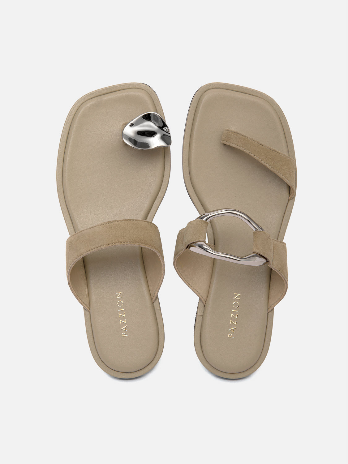 PAZZION, Noelle Suede Slides, Almond