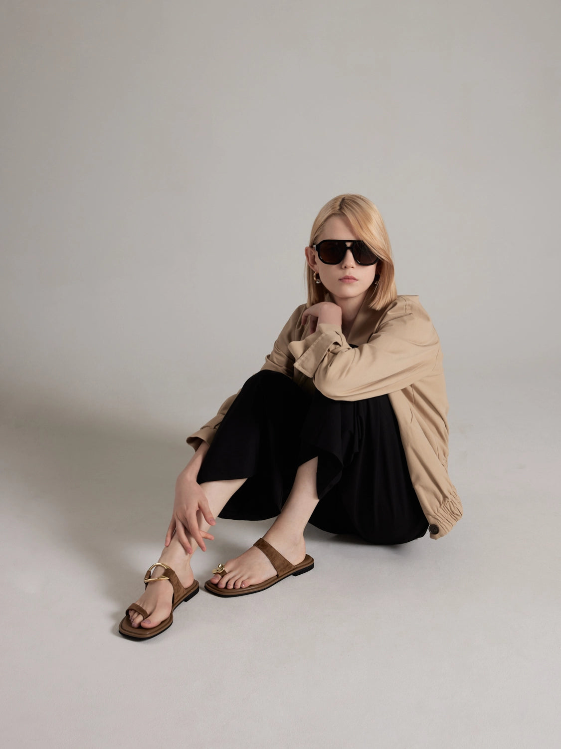 PAZZION, Noelle Suede Slides, Brown