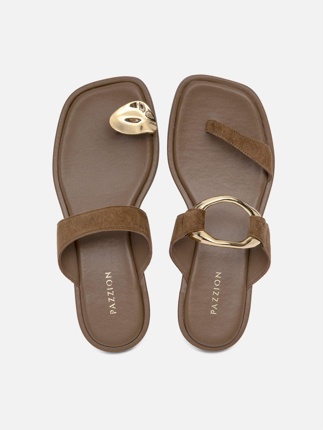 PAZZION, Noelle Suede Slides, Brown