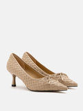 PAZZION, Norah Braided Bow Heels, Almond