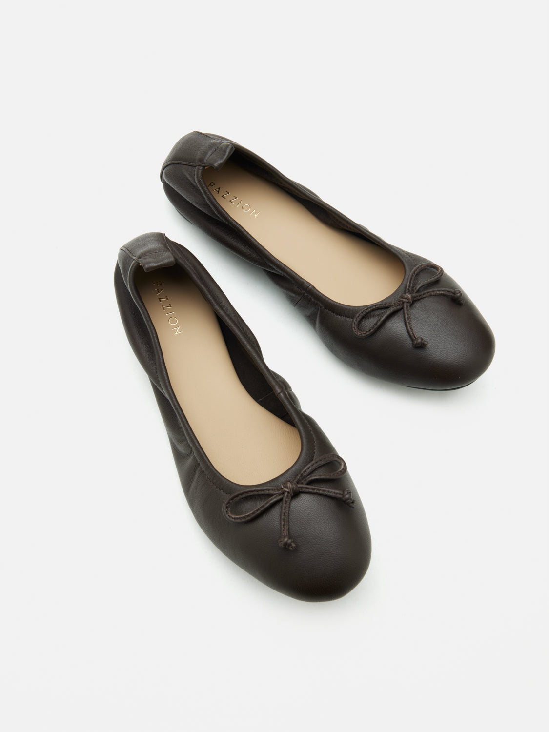 PAZZION, Nova Bow Covered Flats, Darkbrown