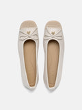 PAZZION, Novalyn Bow Leather Flats, Beige
