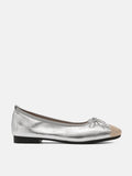 PAZZION, Novalyn Bow Leather Flats, Silver