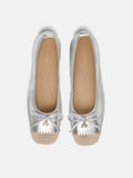 PAZZION, Novalyn Bow Leather Flats, Silver