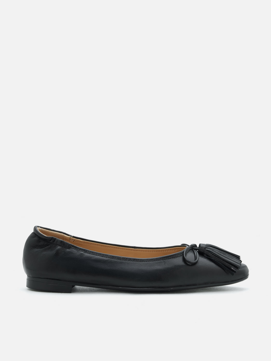 PAZZION, Oksanna Bow and Tassel Leather Flats - Black, Black