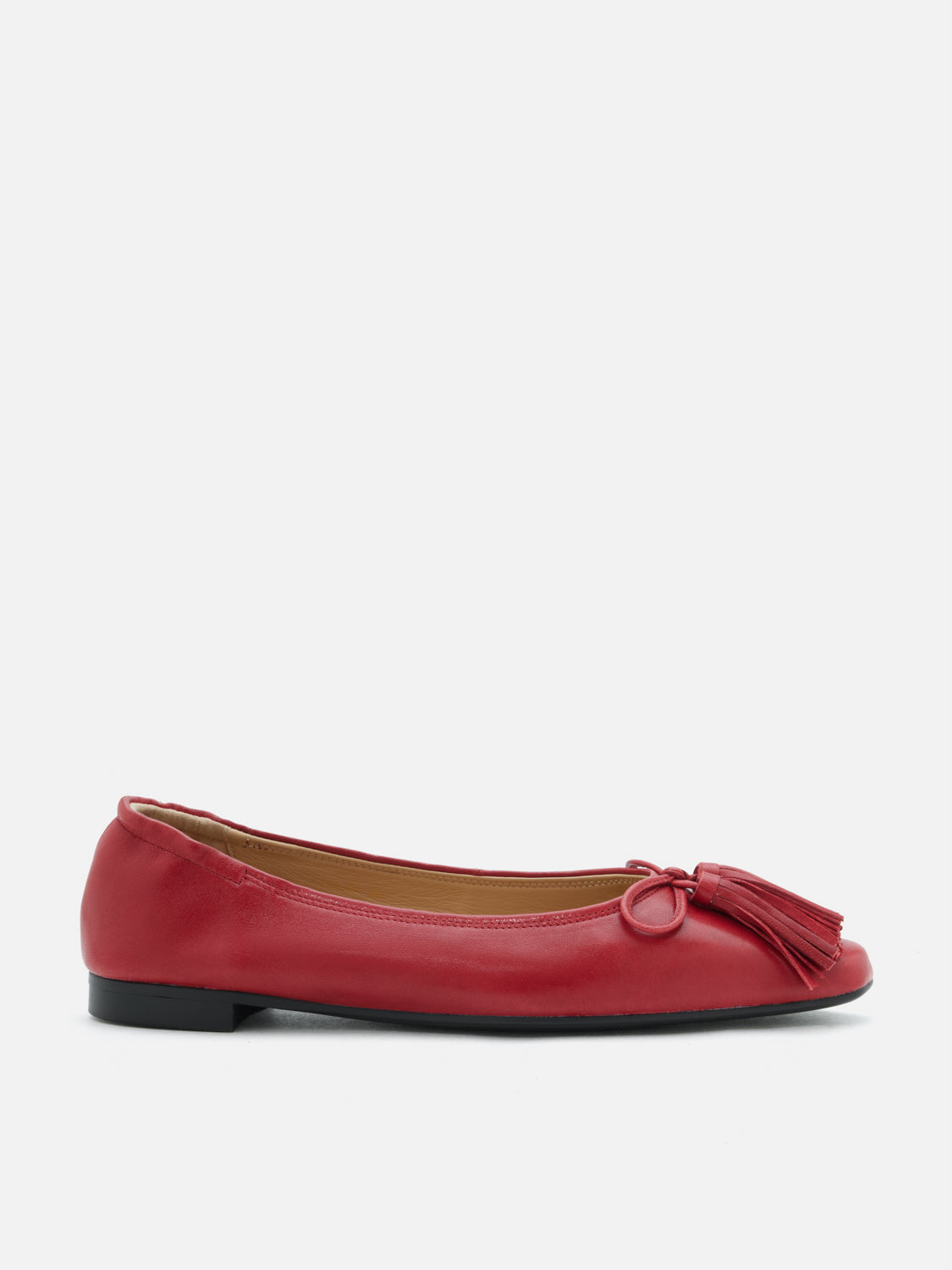 PAZZION, Oksanna Bow and Tassel Leather Flats - Red, Red