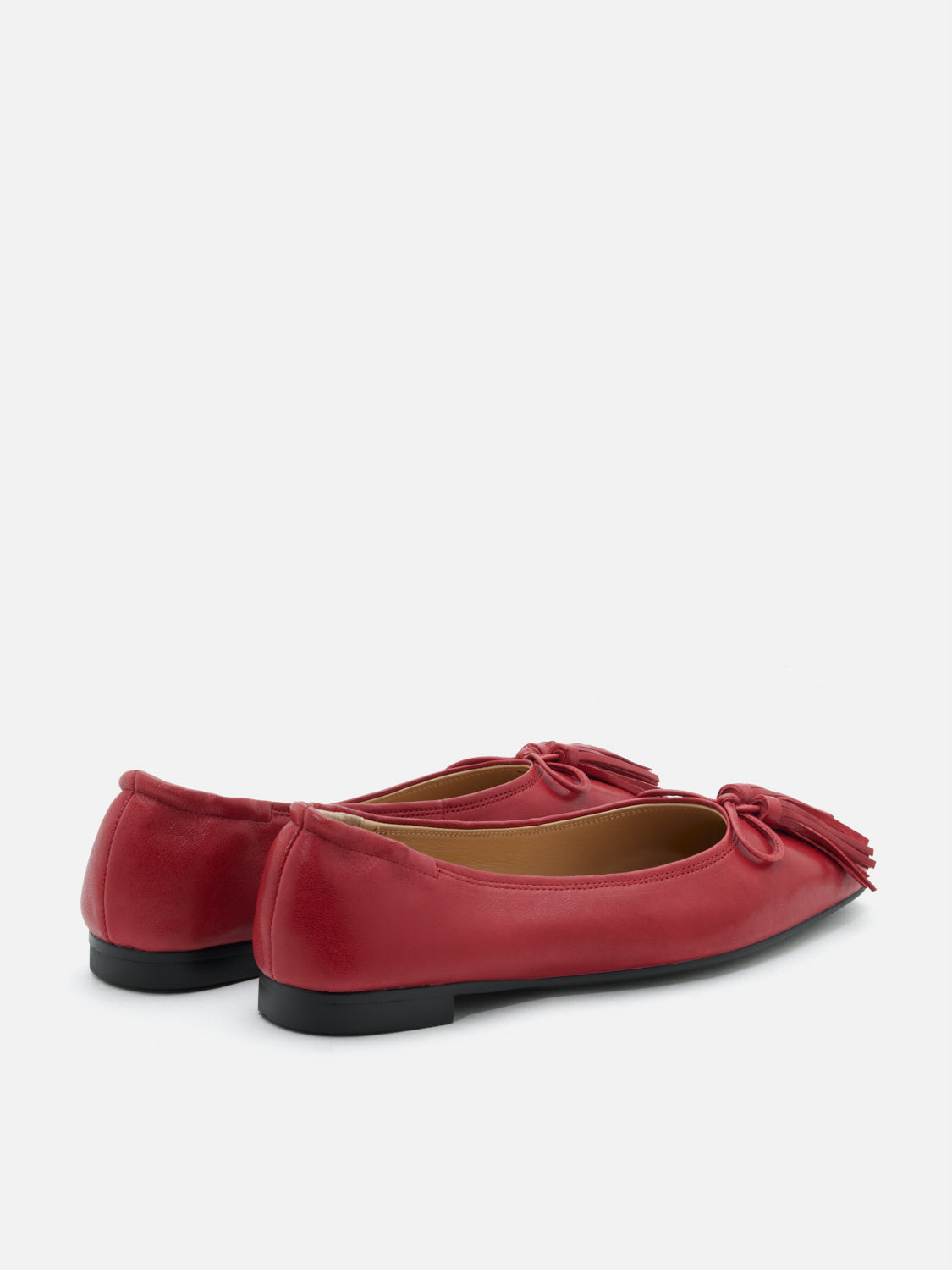 PAZZION, Oksanna Bow and Tassel Leather Flats - Red, Red