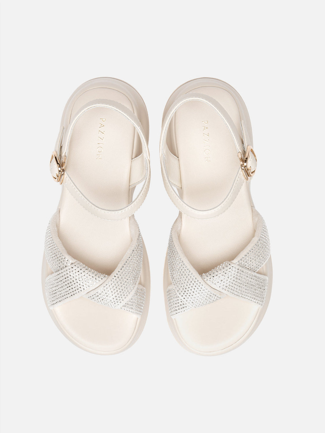 PAZZION, Olyvienne Crystal Embellished Platform Sandals, Beige