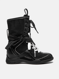 PAZZION, Onyx Velvet Laced Boots, Black