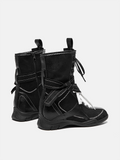 PAZZION, Onyx Velvet Laced Boots, Black