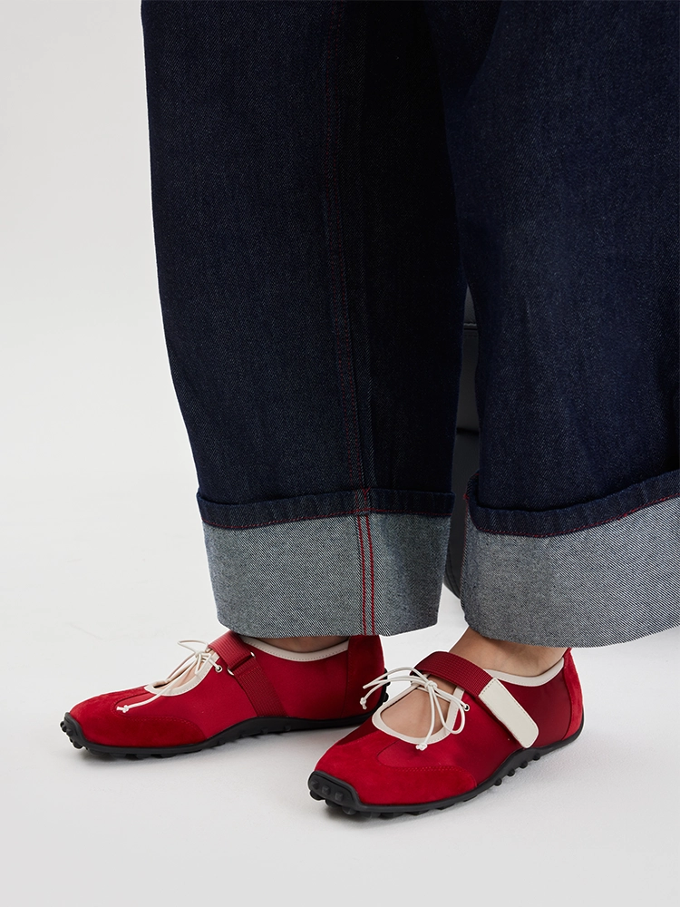 PAZZION, Oravienne Bow-Tied Velcro Sneakers, Red