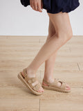 PAZZION, Oriolle Suede Platform Slingback Sandals, Almond
