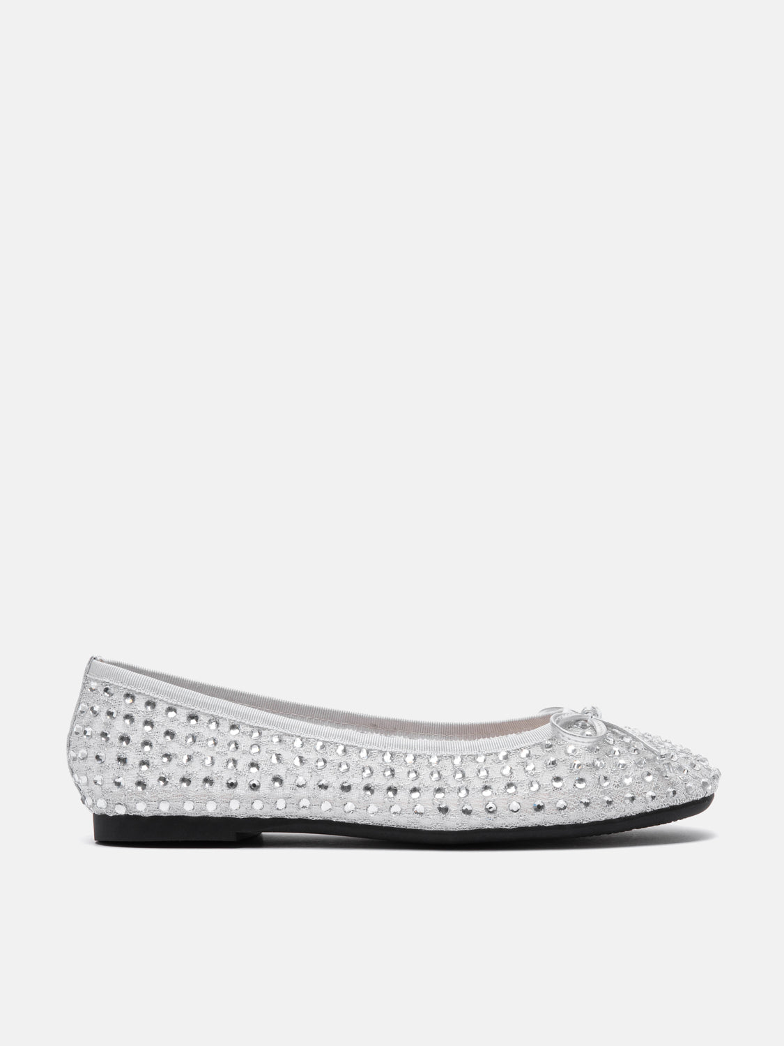 PAZZION, Orlise Crystal Embellished Bow Flats, Silver