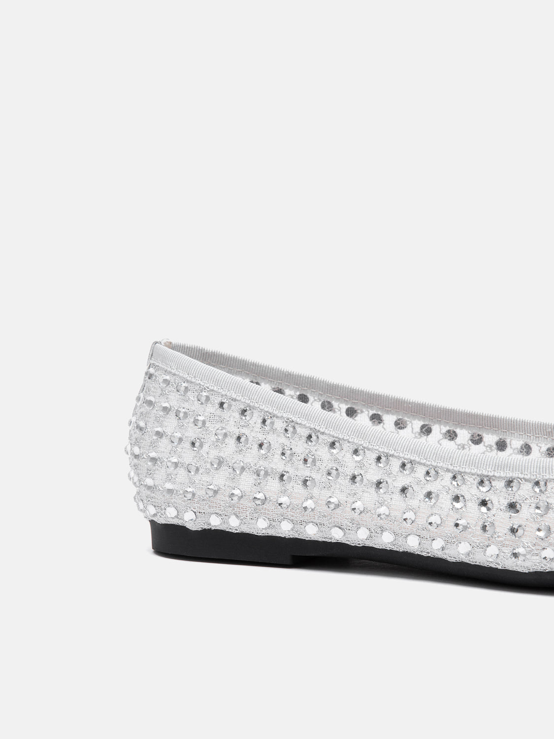 PAZZION, Orlise Crystal Embellished Bow Flats, Silver