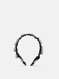 PAZZION, PAZZION Ruched Embellished Hair Band, Silver