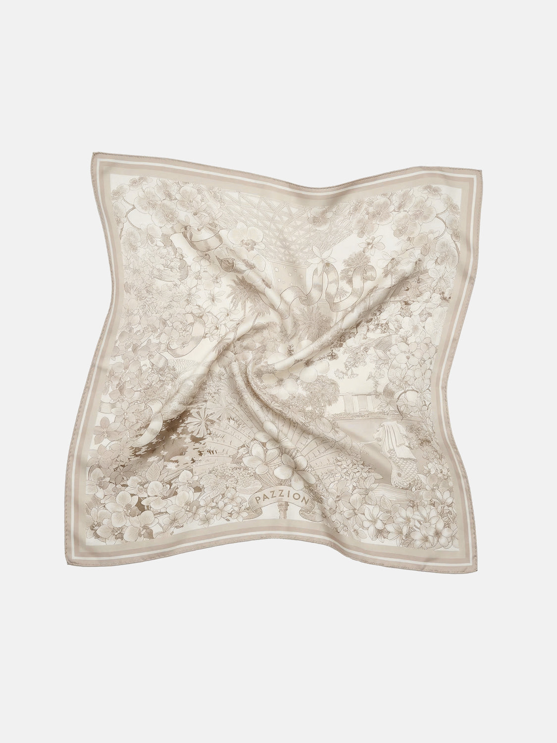 PAZZION, PAZZION X Jude Chan "City in Bloom" Scarf, Khaki