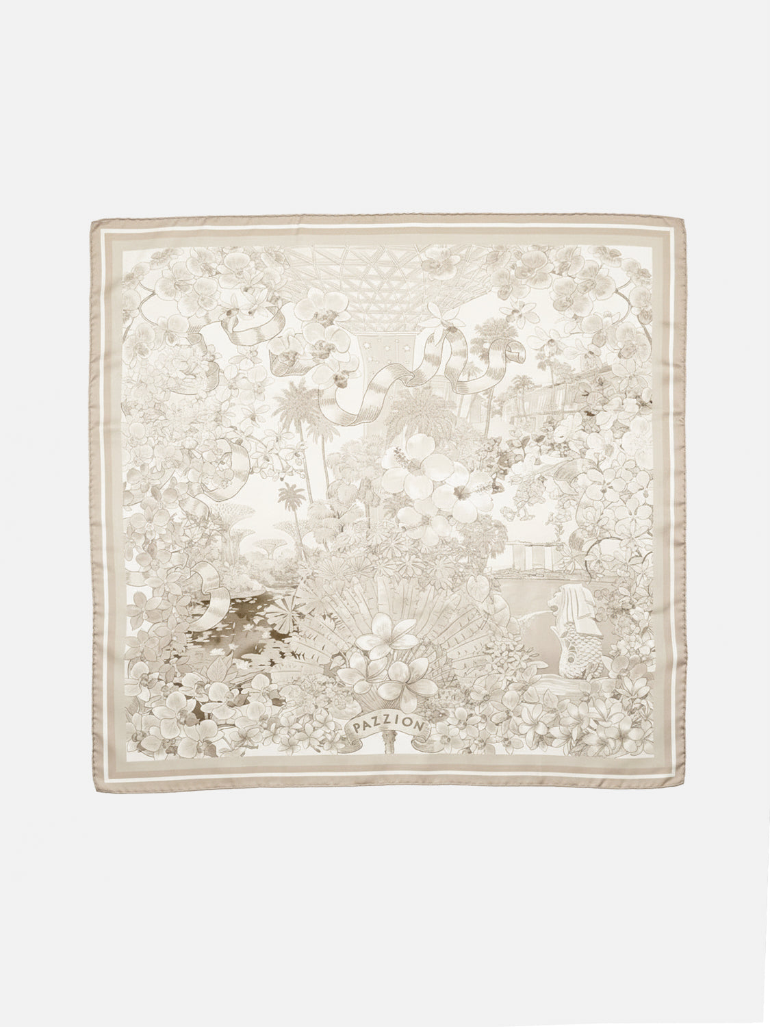 PAZZION, PAZZION X Jude Chan "City in Bloom" Scarf, Khaki