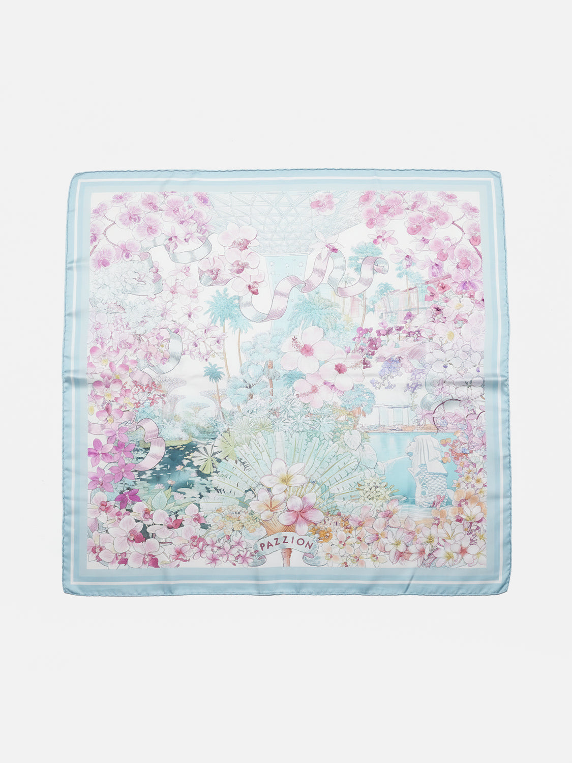 PAZZION, PAZZION X Jude Chan "City in Bloom" Scarf, Lightblue