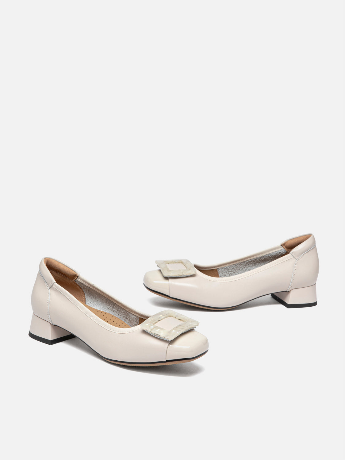 PAZZION, Patricia Buckle Heels - Beige, Beige